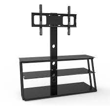 41 3 In Adjustable Angle Black Adjustable Height Tv Mounts Tv Stand Fits Tv S Up To 65 In With 3 Shelf
