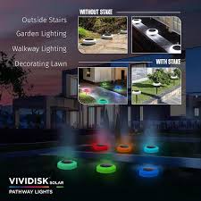 Bell Howell Solar Powered Color Changing Disk Lights 4 Pack White