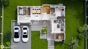L Shaped House Design Width 4 Bedrooms