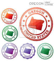 Oregon Badge Colorful Polygonal Us