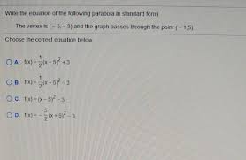Equation Of The Following Parabola