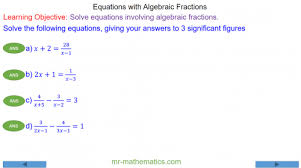 Lessons On Algebraic Fractions Mr
