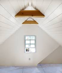 cedar beams in the attic office
