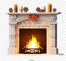 Stone Fireplace With Burning Fire