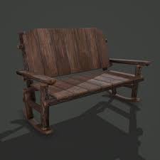 Wooden Rocking Bench 3d Model By Get