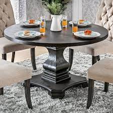 Round Brown Wood Dining Table Seats
