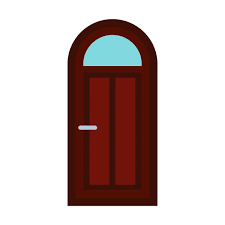 Arched Wooden Door Icon Flat Style