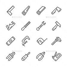 Set Line Icons Of Hand Tool Line Icon