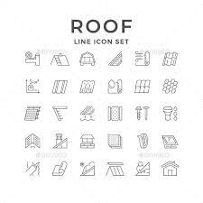 Set Line Outline Icons Of Roof Fully