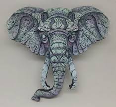 Fiber 3d Elephant Wall Sculpture For