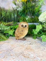 Adorable Baby Owl Resin Garden Ornament