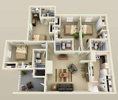 4 Bedroom Small House Plans 3d