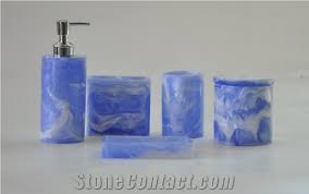 Blue Artificial Onyx Bathroom Set Bath