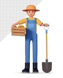 Farmer In Overalls Hold Wooden Box With