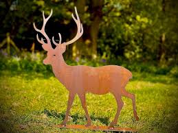 Small Exterior Rustic Metal Stag Deer