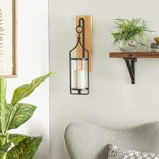 Decmode Black Wood Wall Sconce