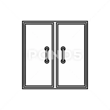 Two Glass Doors Icon Outline Style