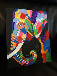 Colorful Elephant Acrylic Painting