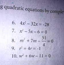The Square 8 Quadratic Equations