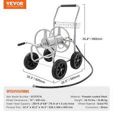 Vevor Hose Reel Cart Hold Up To 250 Ft Of 5 8 In Hose Garden Water Hose Carts Mobile Tools With 4 Wheels Silver