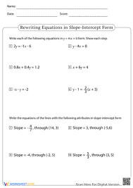 Slope Intercept Form From Tables Worksheet