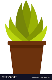 Succulent In Flower Pot Icon Isolated