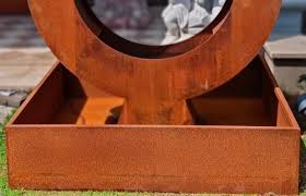 Brown Orange Corten Steel Fountain Csf