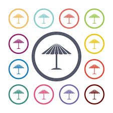 Parasol Mask Flat Icons Set