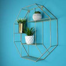 Hexagon Deco Glamour Shelves Gold Round