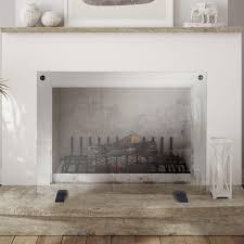 Barton 39 In X 29 In Clear 1 Panel Fireplace Screen Guard Single Panel Tempered Glass Screen Fire Place
