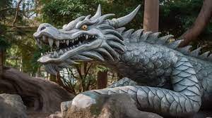 Blue Dragon Statue In A Large Outdoor