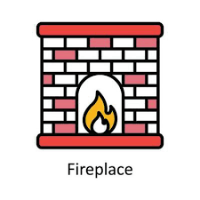 Fireplace Vector Fill Outline Icon