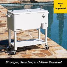 Permasteel 80 Qt White Outdoor Patio Cooler With Removable Basin