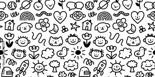Children Doodle Icon Seamless Pattern