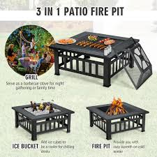 32 Inch 3 In 1 Outdoor Square Fire Pit