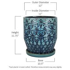 Trendspot 12 In Dia Blue Rivage Ceramic Planter