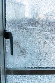 Broken Balcony Glass Door Window With