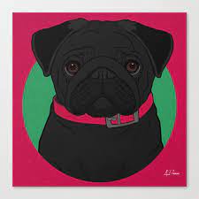 Black Pug Art Poster Dog Icon Series By