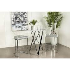 Coaster Bexter Faux Marble Round Top Bar Table White And Chrome