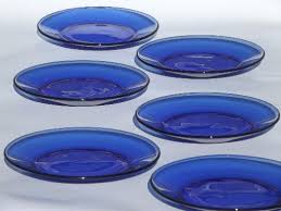Vintage Cobalt Blue Glass Plates Salad