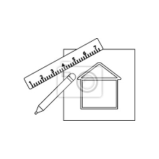 Color House Drawing And Ruler Icon