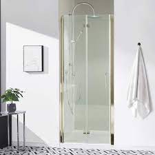 Angeles Home 30 31 3 8 In W X 72 In H Bi Fold Frameless Shower Door In Brushed Nickel Finsh With Clear Tempered Glass Handle