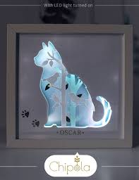 Cat Paper Shadow Box With Led Light