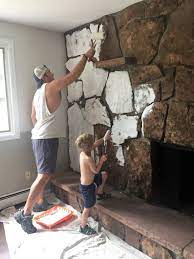 How To Paint A Stone Fireplace Easy