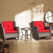 Patio Wicker Outdoor Rocking Chair Set