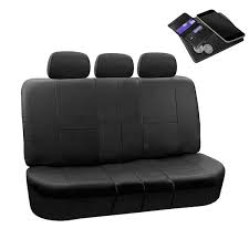 Fh Group Premium Pu Leather 52 In X 58 In X 1 In Split Bench Rear Seat Cover Dmpu002black013