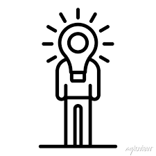 Man Idea Bulb Icon Outline Man Idea