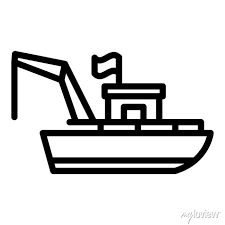 Adventure Fishing Boat Icon Outline