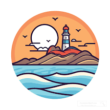 Lighthouse Clipart Beach Icon Style
