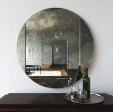 Antiqued Round Mirror Decorative Wall